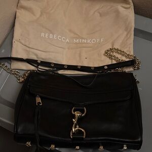 Rebecca Minkoff Black Crossbody Bag with Gold Chain
